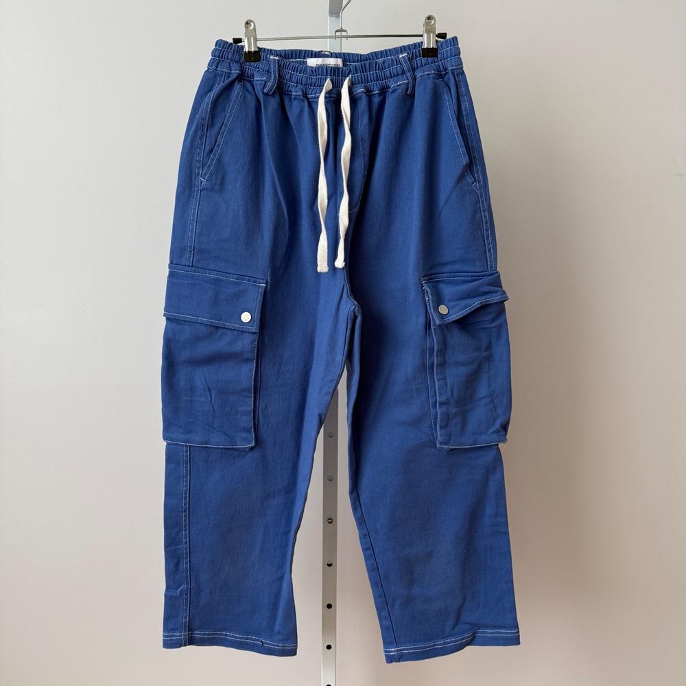 Urban Outfitters sz S Blue Cargo Pants Drawstring Waist Skater Y2K